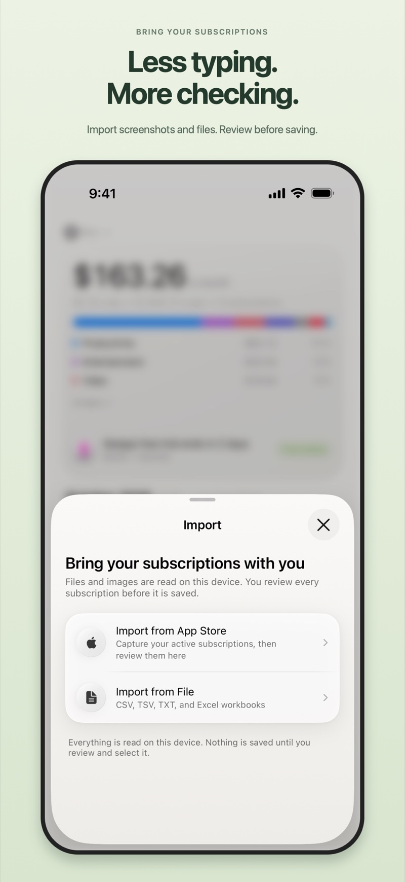 Import App Store screenshots or subscription files